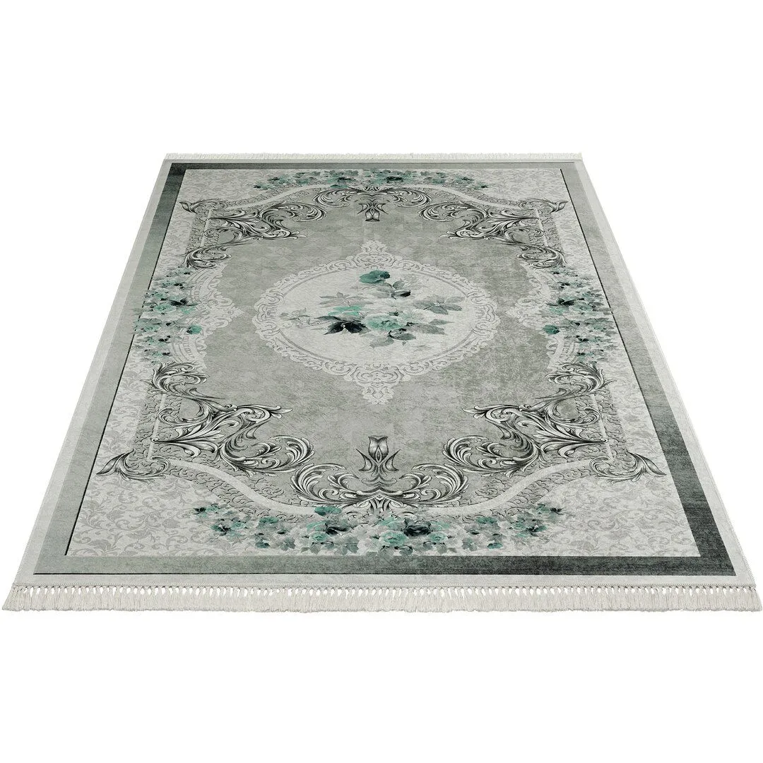 Tylersburg Rug in Grey/Green/Dark Green