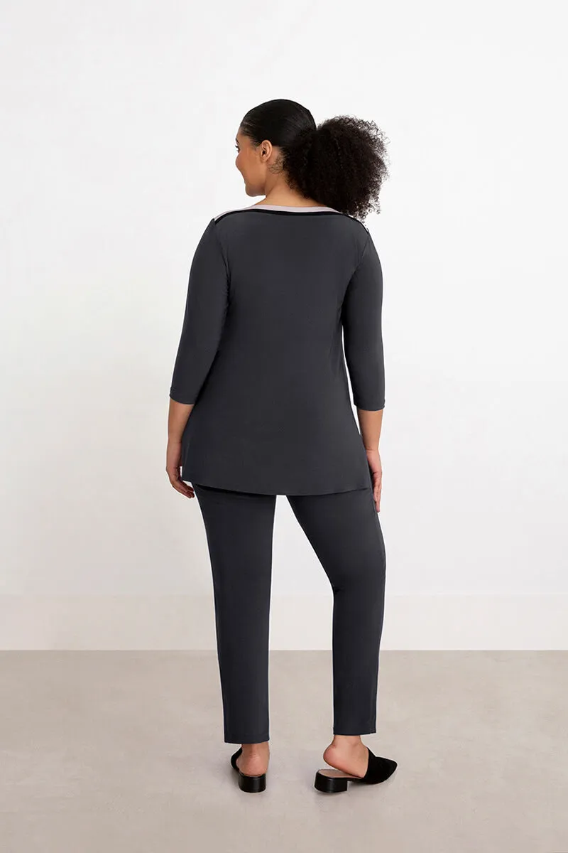 Underline Boat Neck Tunic | Graphite