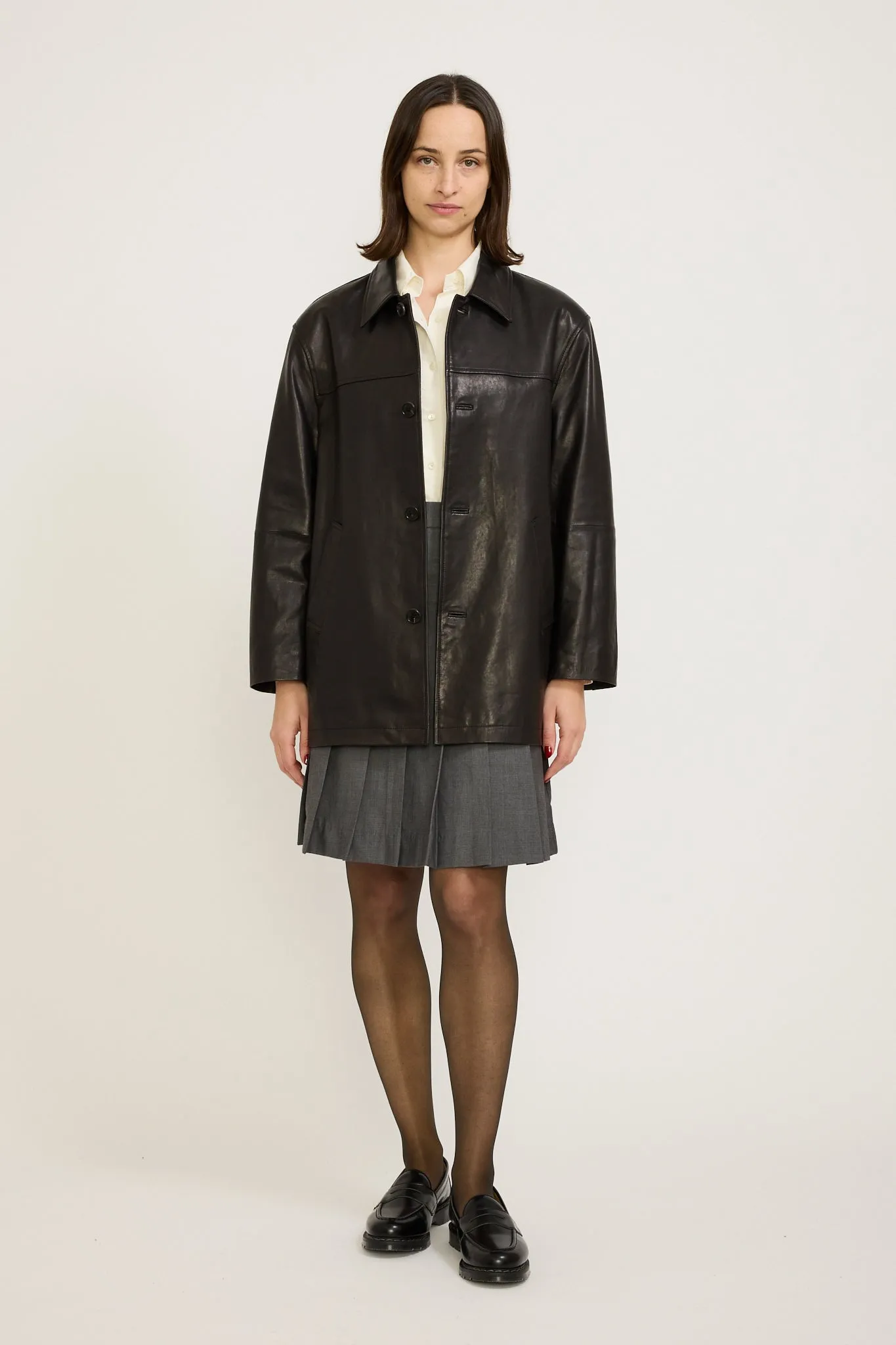 Unisex Half Leather Jacket Black