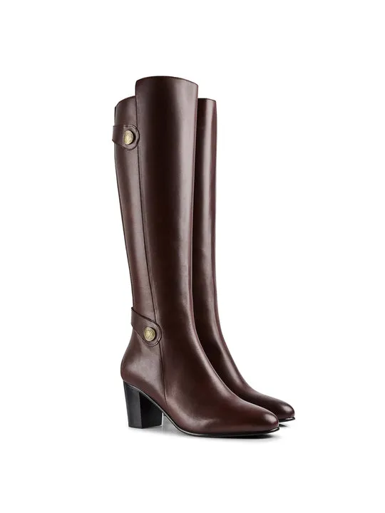 Upton mahogany leather Heeled Knee-high Boots        - Regular Fit