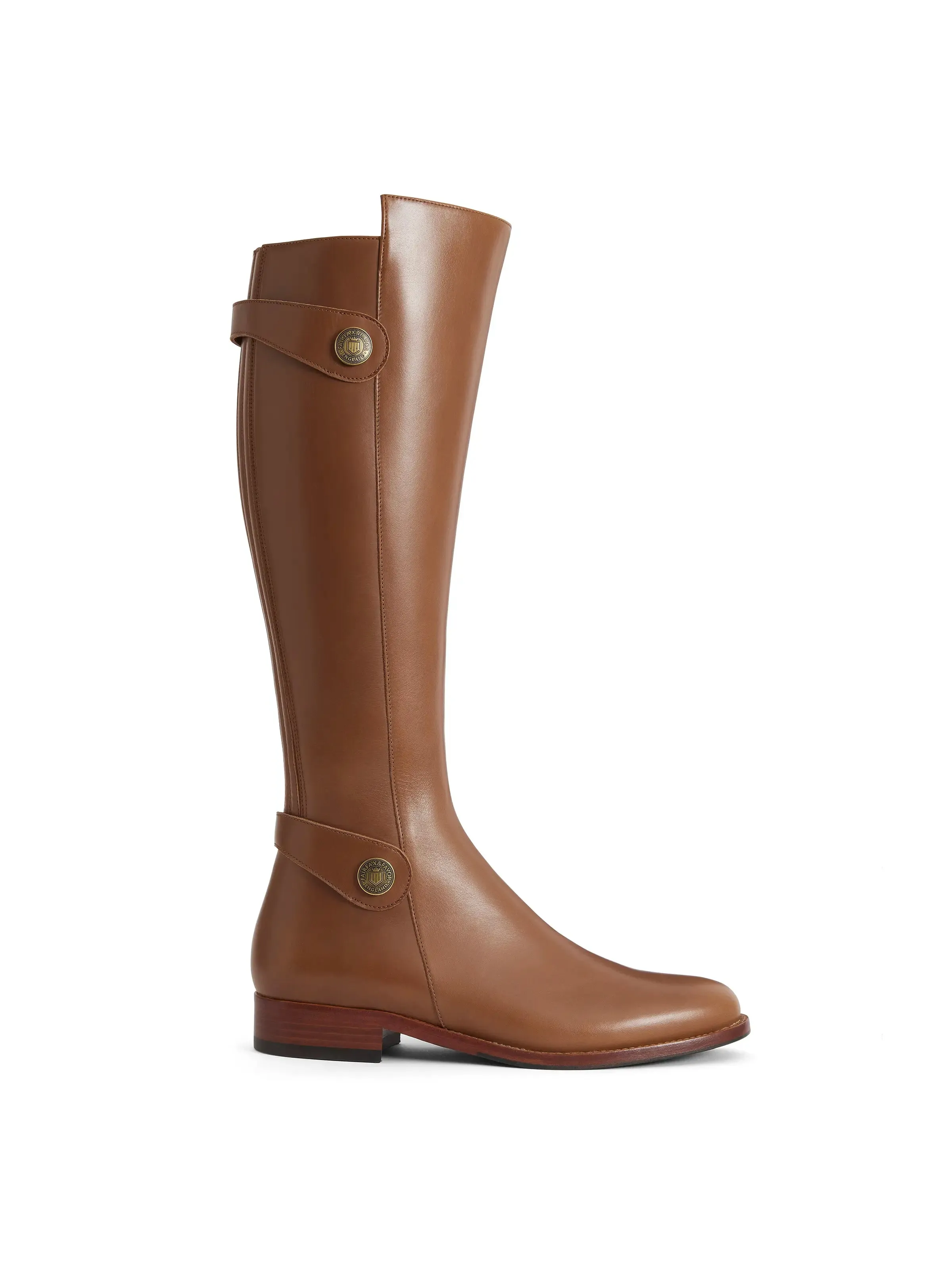 Upton tan leather Flat Knee-high Boots        - Regular Fit