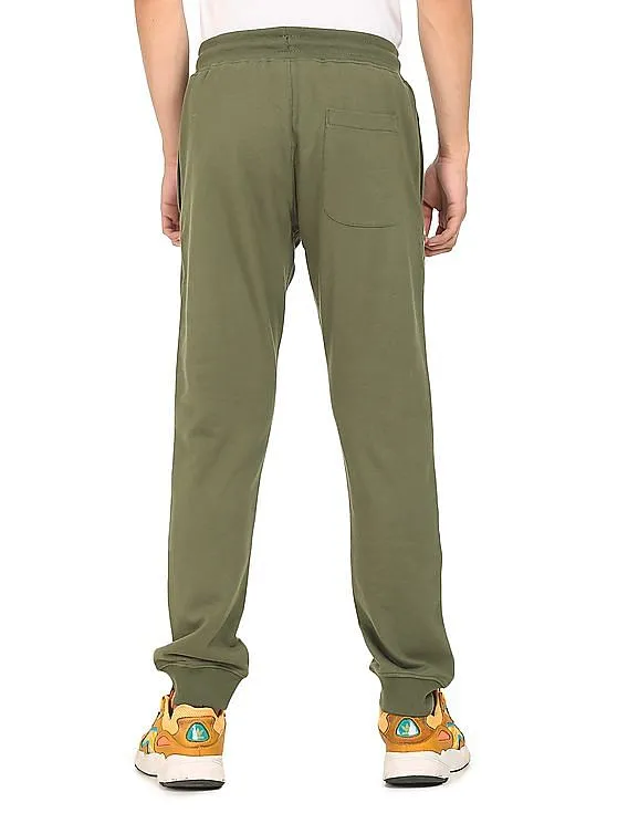 U.S. Polo Assn. Denim Co. Men Olive Drawstring Waist Solid Joggers