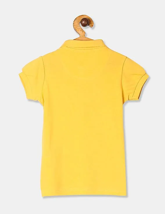 U.S. Polo Assn. Kids Girls Yellow Pique Cotton Polo Shirt