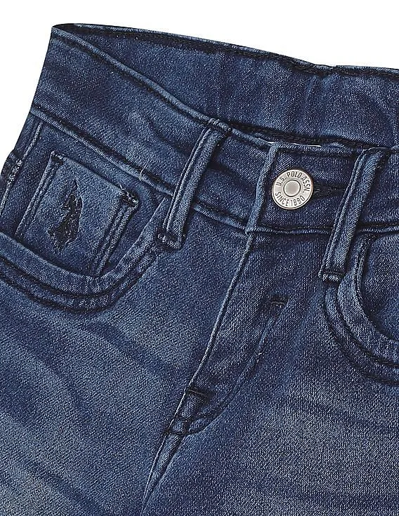 U.S. Polo Assn. Kids Mid Rise Slim Fit Stone Wash Jeans