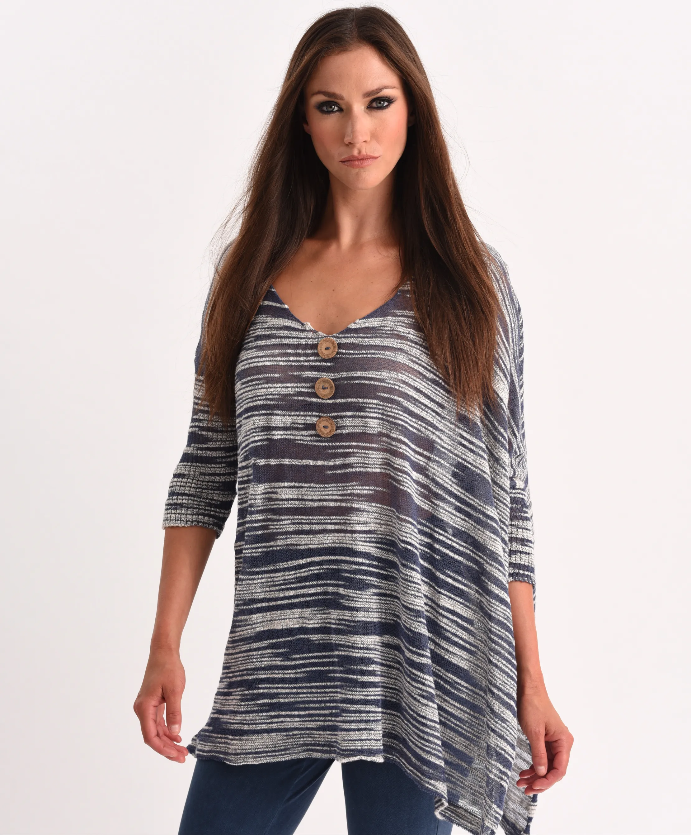 V-Neck 3/4 Sleeve Tunic