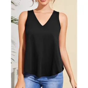 V-Neck Curved Hem Tank