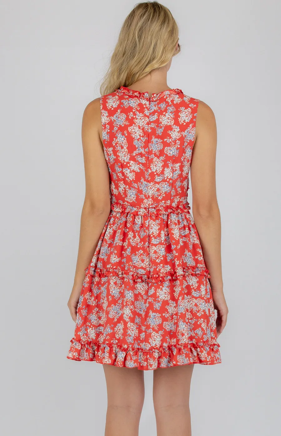 V-Neckline Dress with Ruffle Trim Detailing (SDR710B)