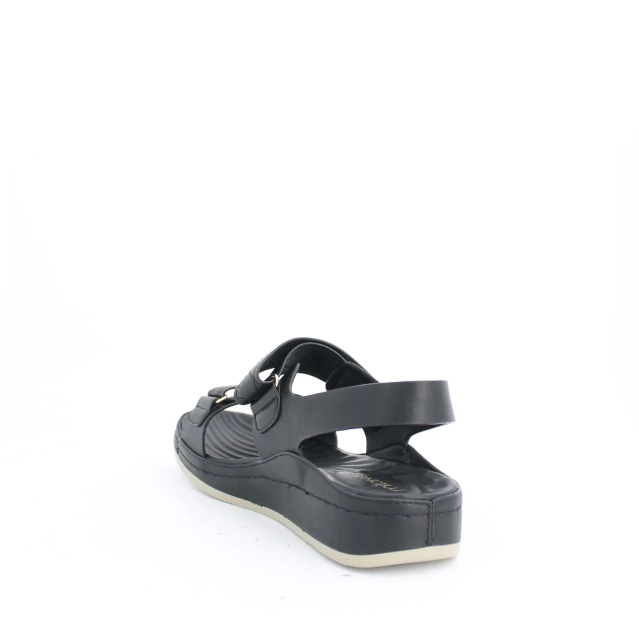 VECEE LOW WEDGE SLINGBACK SANDALS - BLACK