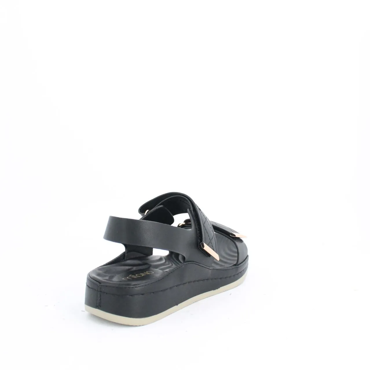 VECEE LOW WEDGE SLINGBACK SANDALS - BLACK