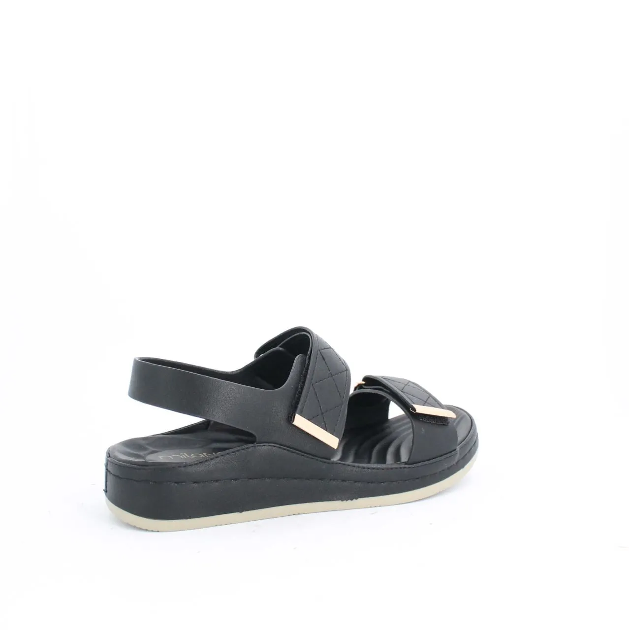 VECEE LOW WEDGE SLINGBACK SANDALS - BLACK