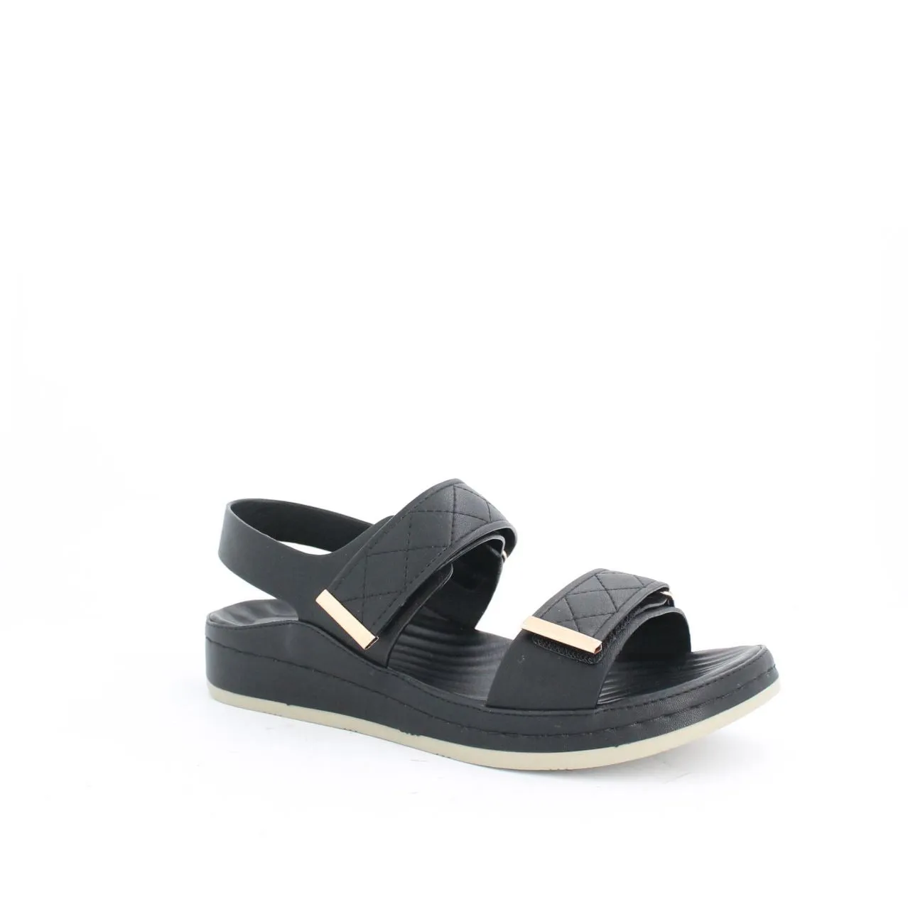 VECEE LOW WEDGE SLINGBACK SANDALS - BLACK