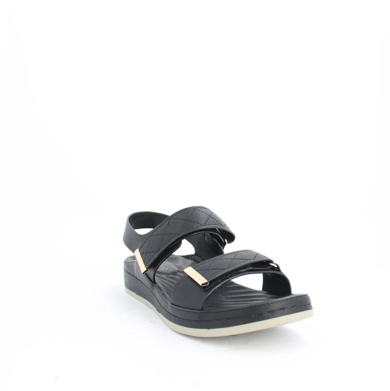 VECEE LOW WEDGE SLINGBACK SANDALS - BLACK