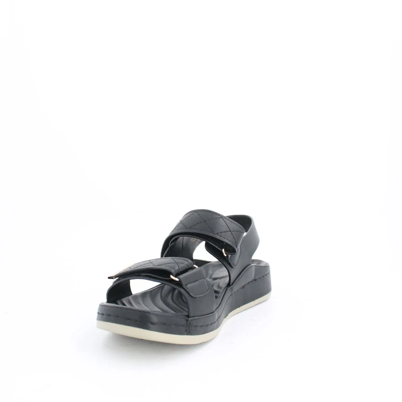 VECEE LOW WEDGE SLINGBACK SANDALS - BLACK