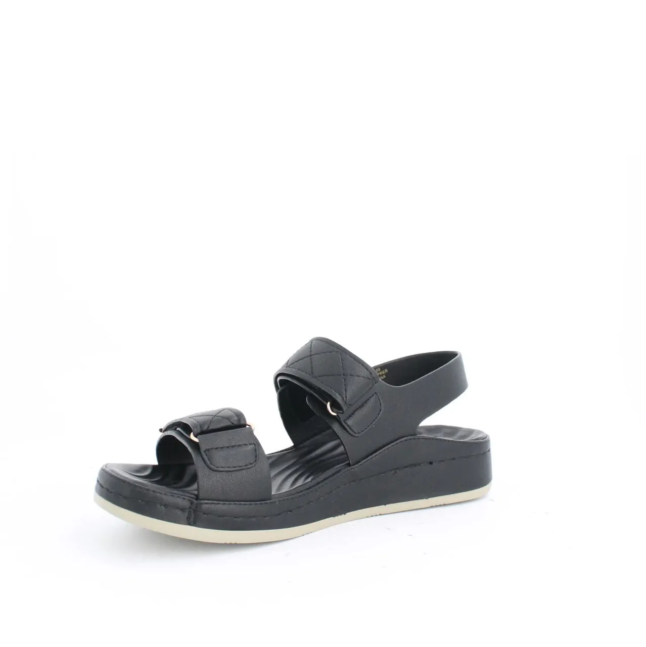 VECEE LOW WEDGE SLINGBACK SANDALS - BLACK