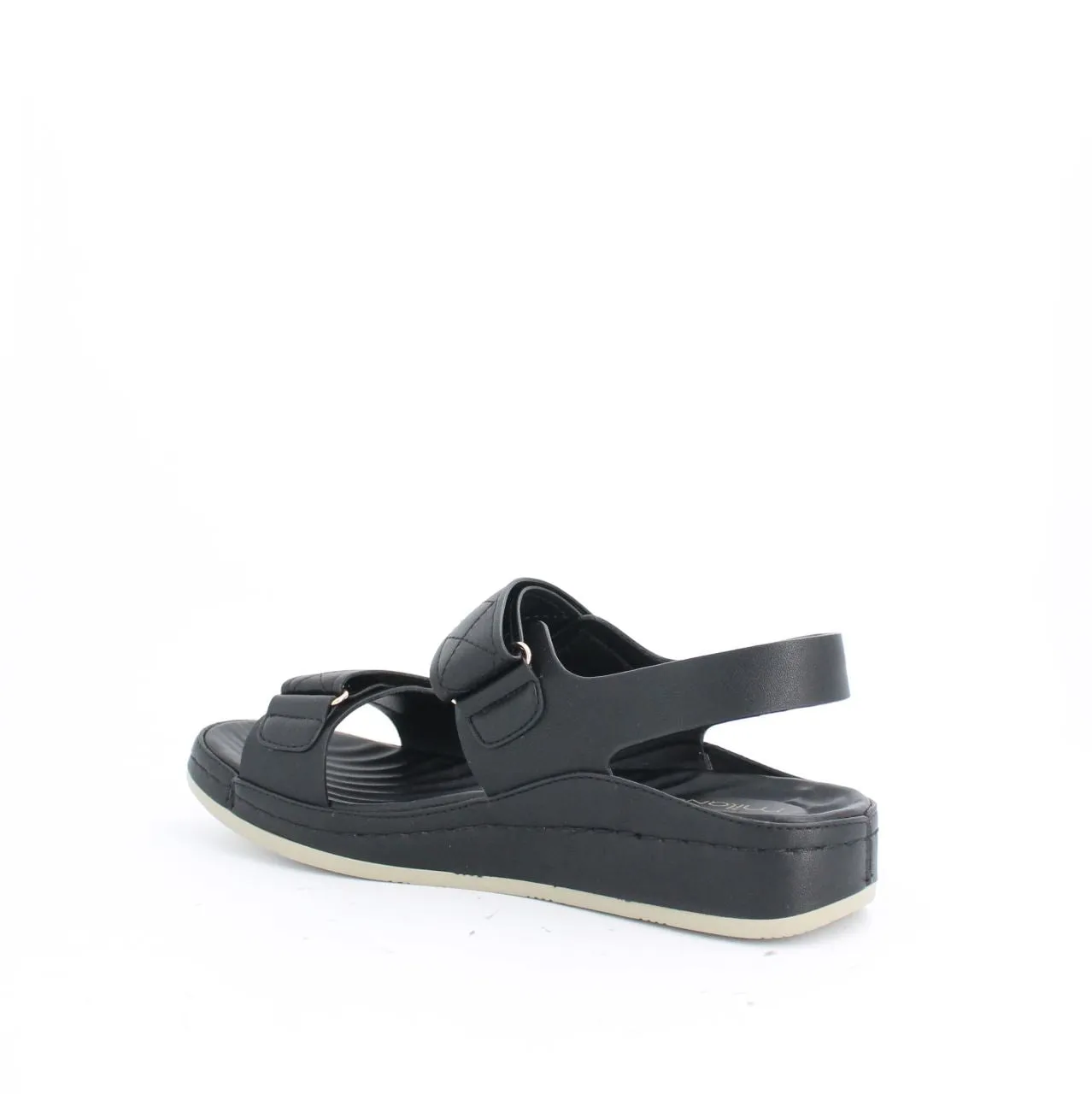 VECEE LOW WEDGE SLINGBACK SANDALS - BLACK