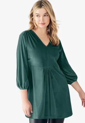 Velour V-Neck Empire Tunic