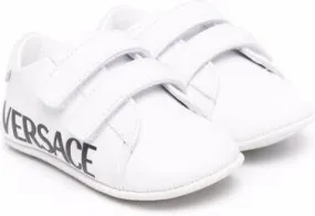 Versace Kids logo-print touch-strap trainers White