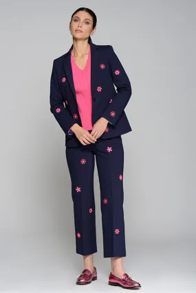Vilagallo HARLOW EMBROIDERED BLUE JACKET