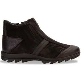 Vinci Leather The Montreal Suede Casual Zip-up Ankle Boot Black