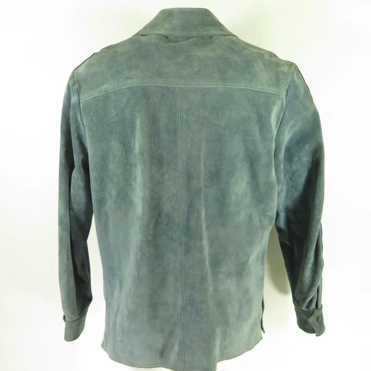 Vintage 70s Suede Shirt Jacket 46 XL McGregor Blue Argentina Leather Heavy