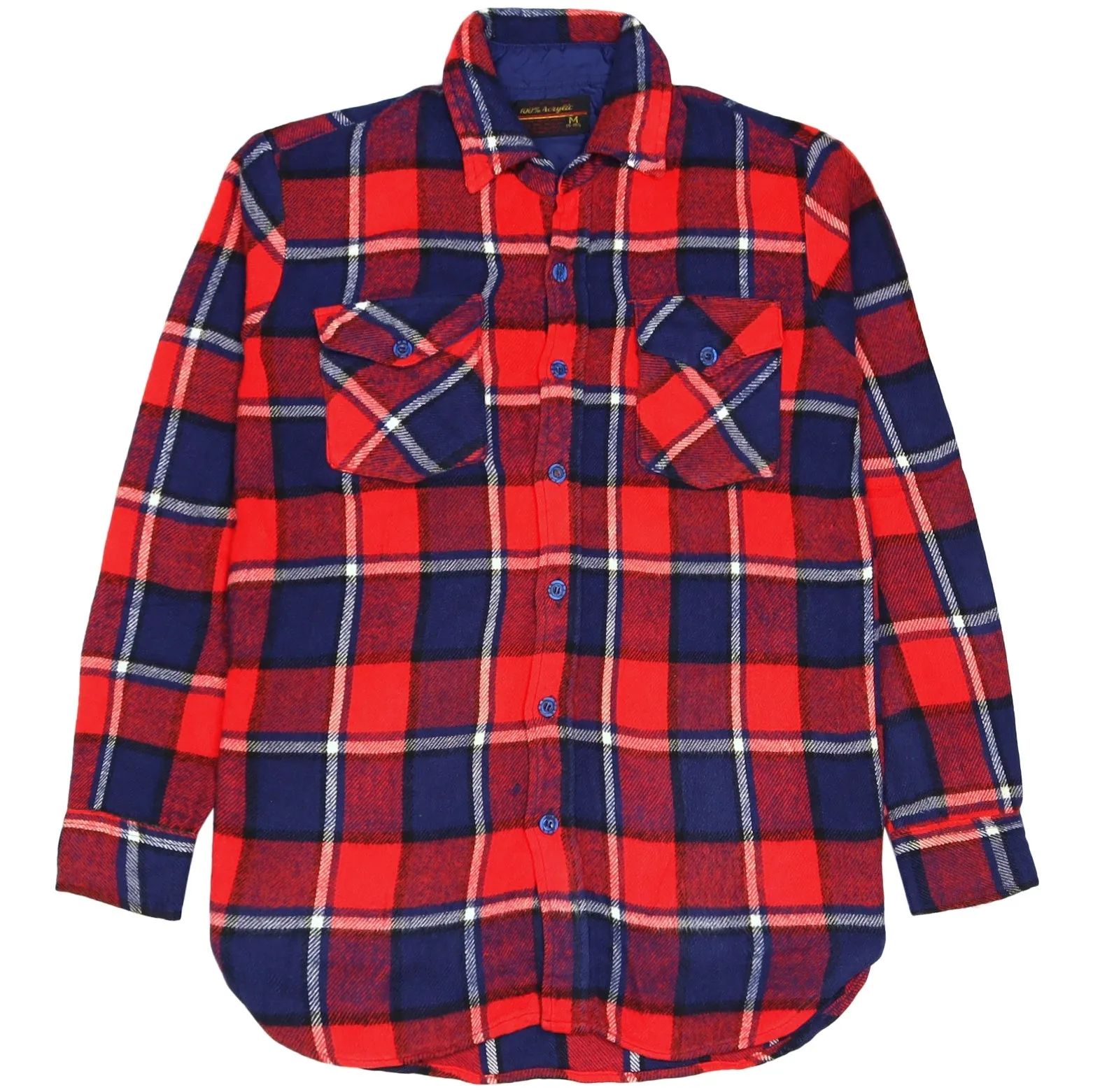 Vintage Checkered Flannel Shirt Navy Red