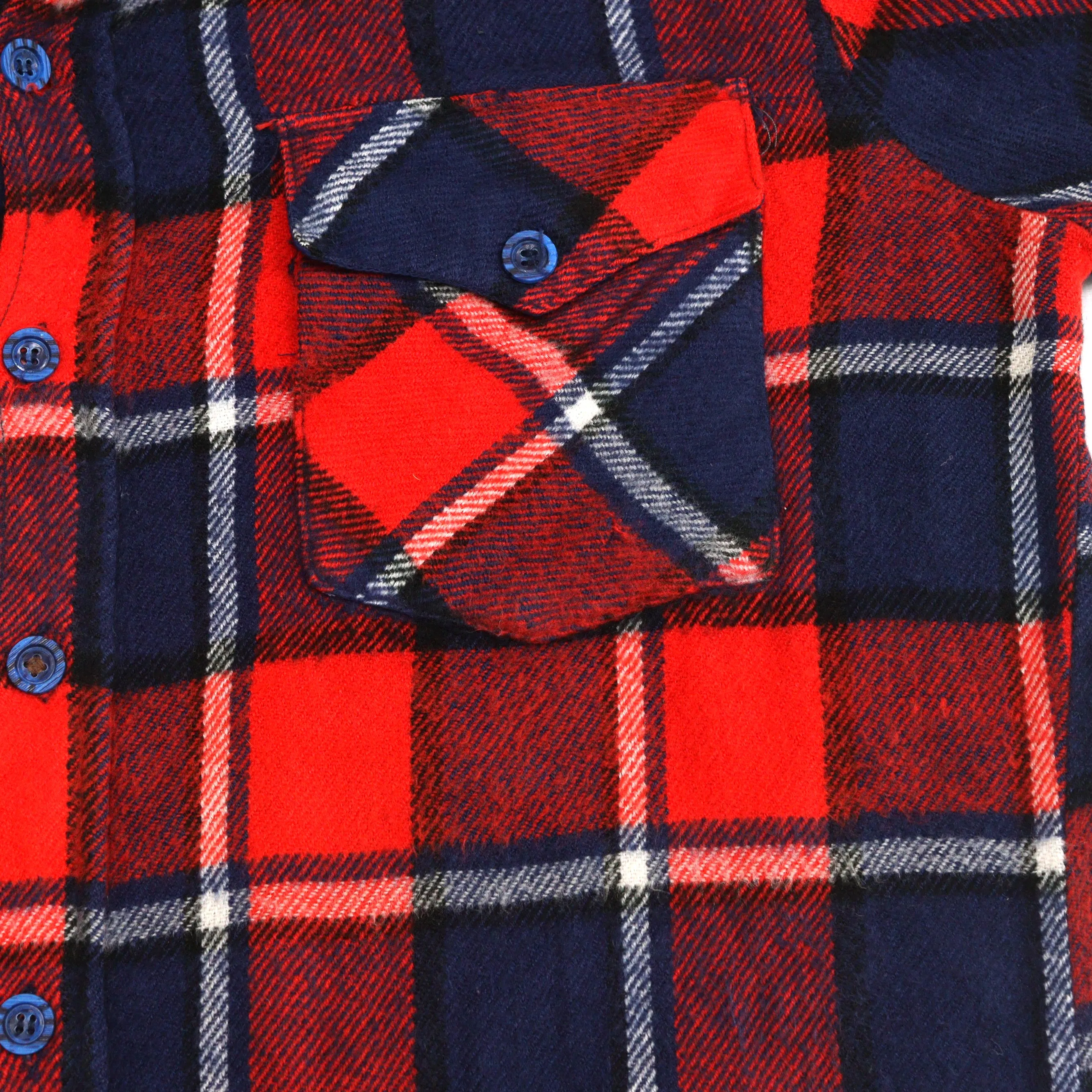Vintage Checkered Flannel Shirt Navy Red