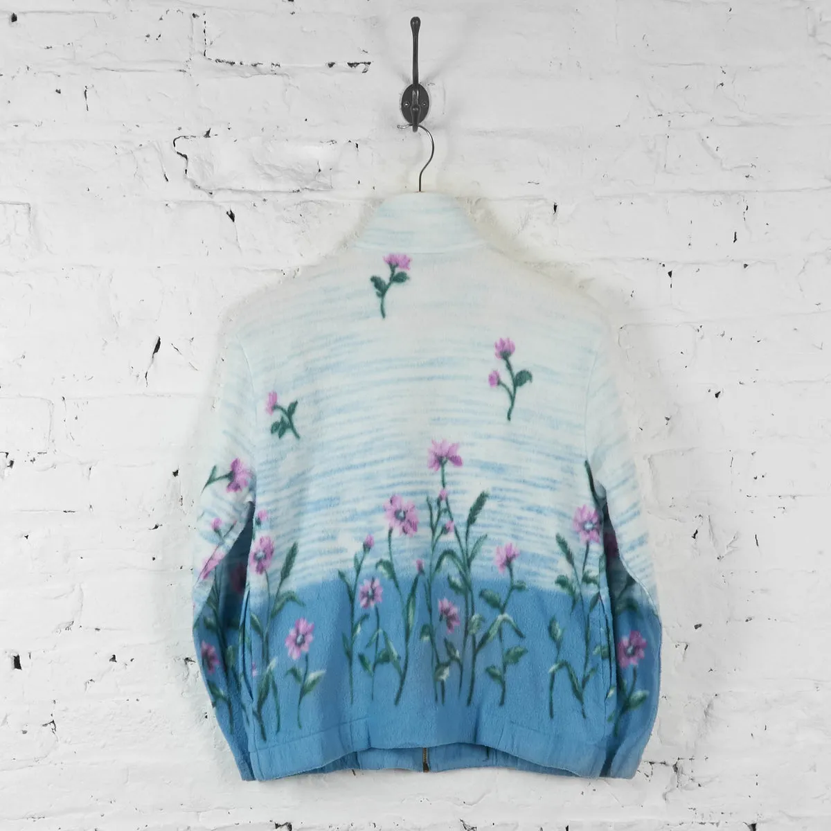 Vintage Floral Pattern Fleece - Blue - M