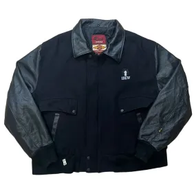 Vintage IBEW Black Leather Varsity Jacket