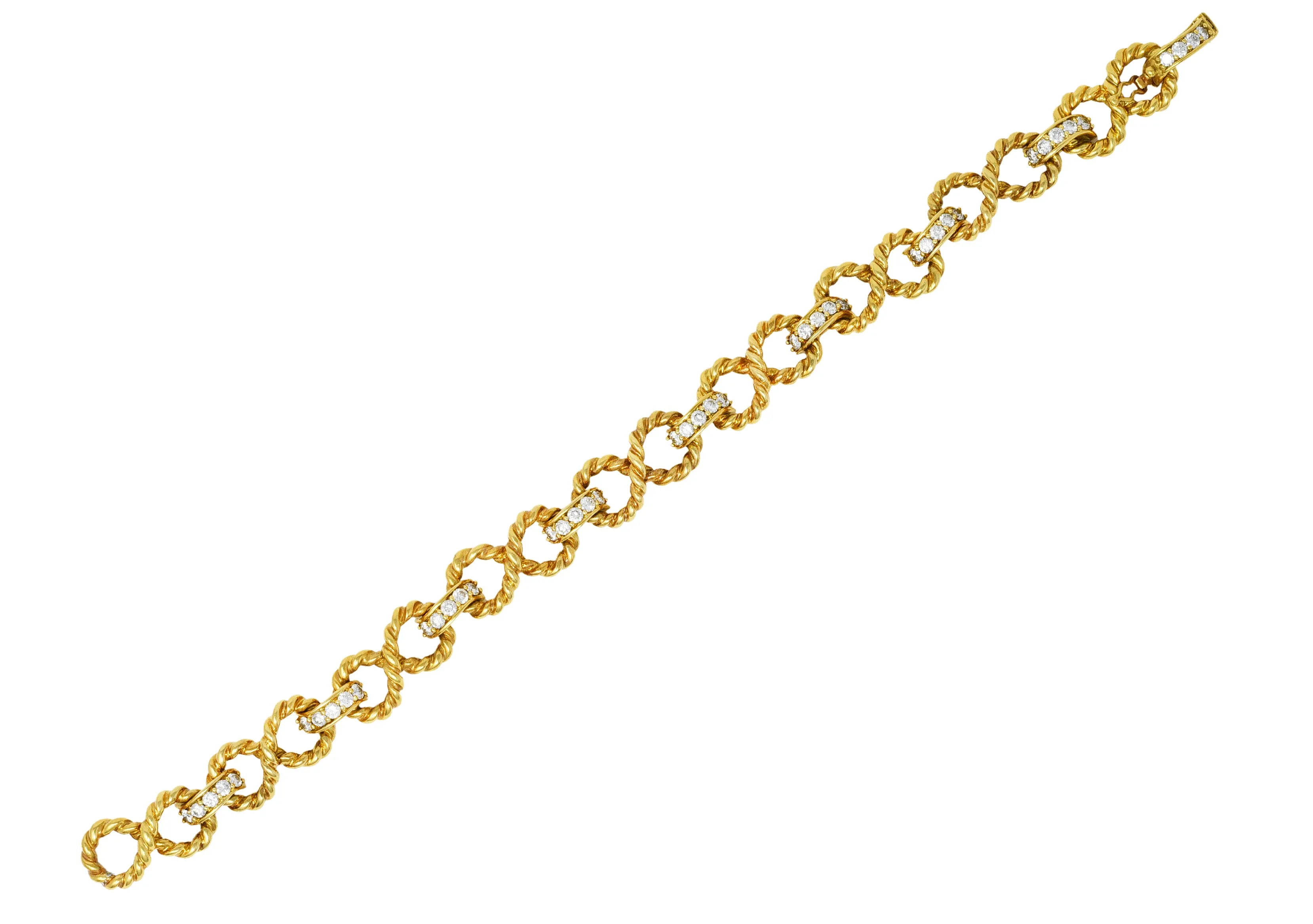 Vintage Tiffany & Co. 2.00 CTW Diamond 18 Karat Gold Twisting Infinity Bracelet