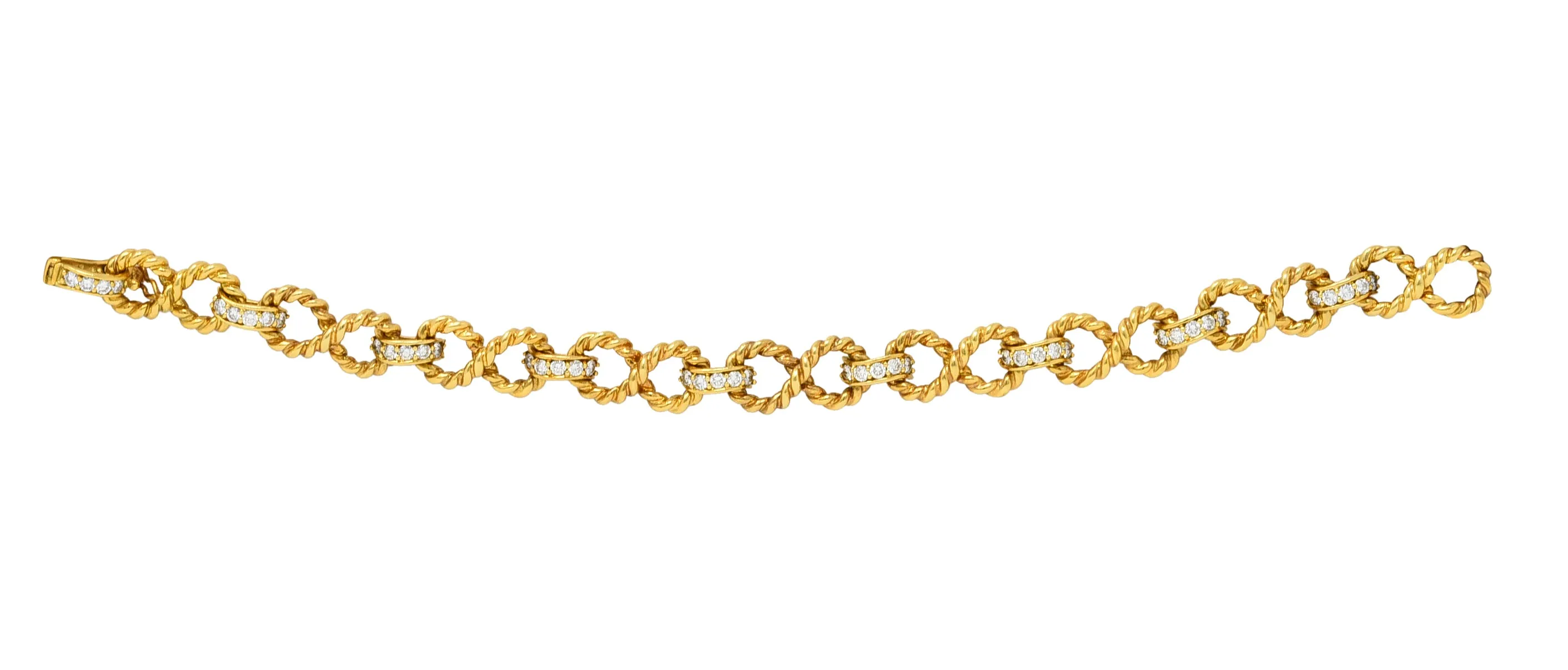 Vintage Tiffany & Co. 2.00 CTW Diamond 18 Karat Gold Twisting Infinity Bracelet