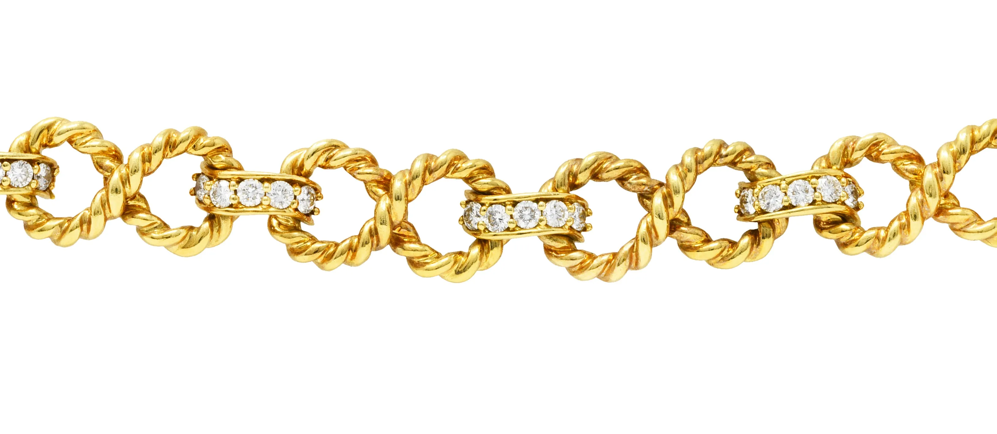 Vintage Tiffany & Co. 2.00 CTW Diamond 18 Karat Gold Twisting Infinity Bracelet