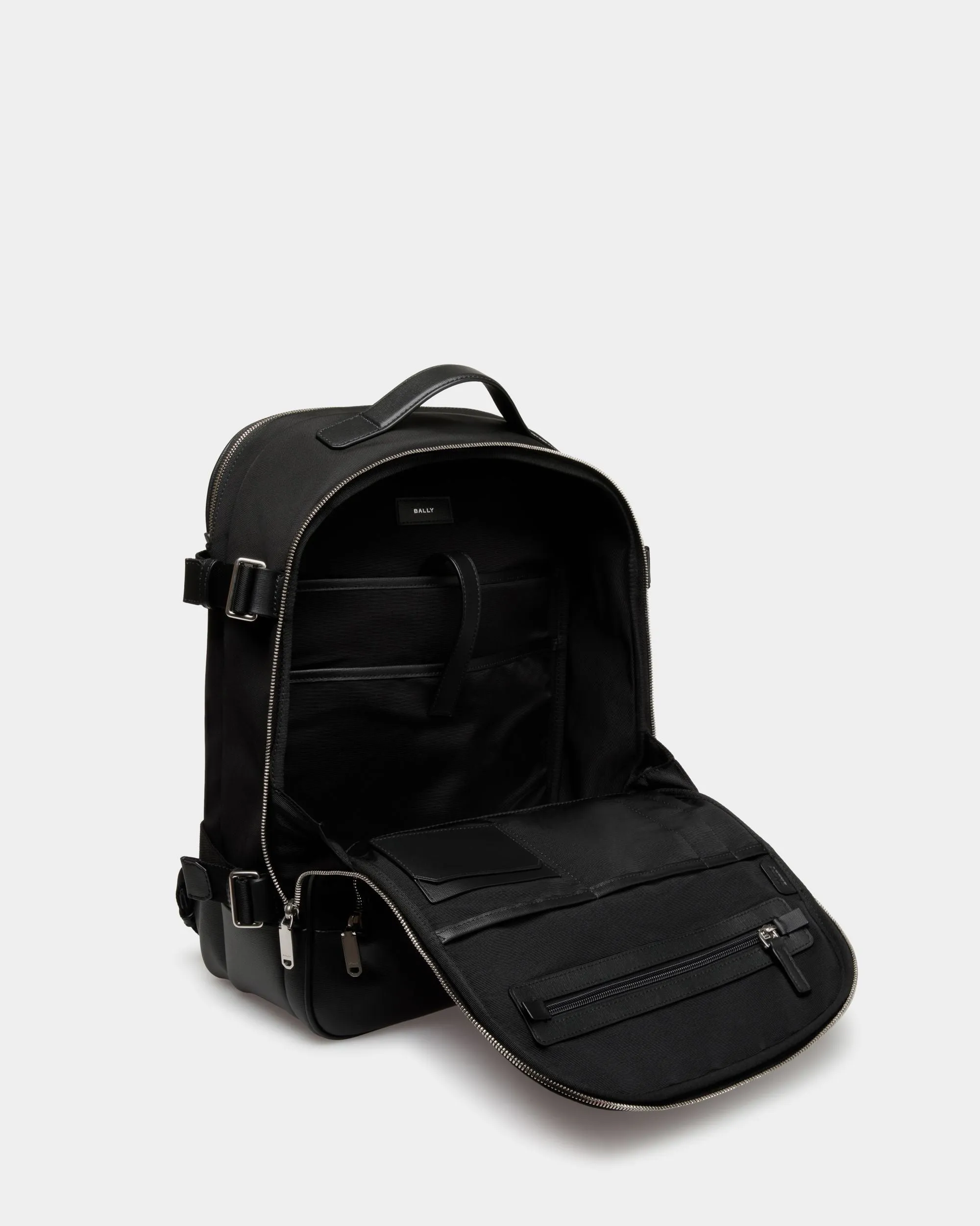Vogel Backpack In Black Nylon And Recycled Leather