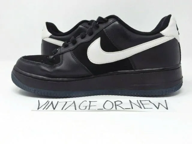 VTG 2008 Nike Air Force 1 Low Black Royal White 314192-0...