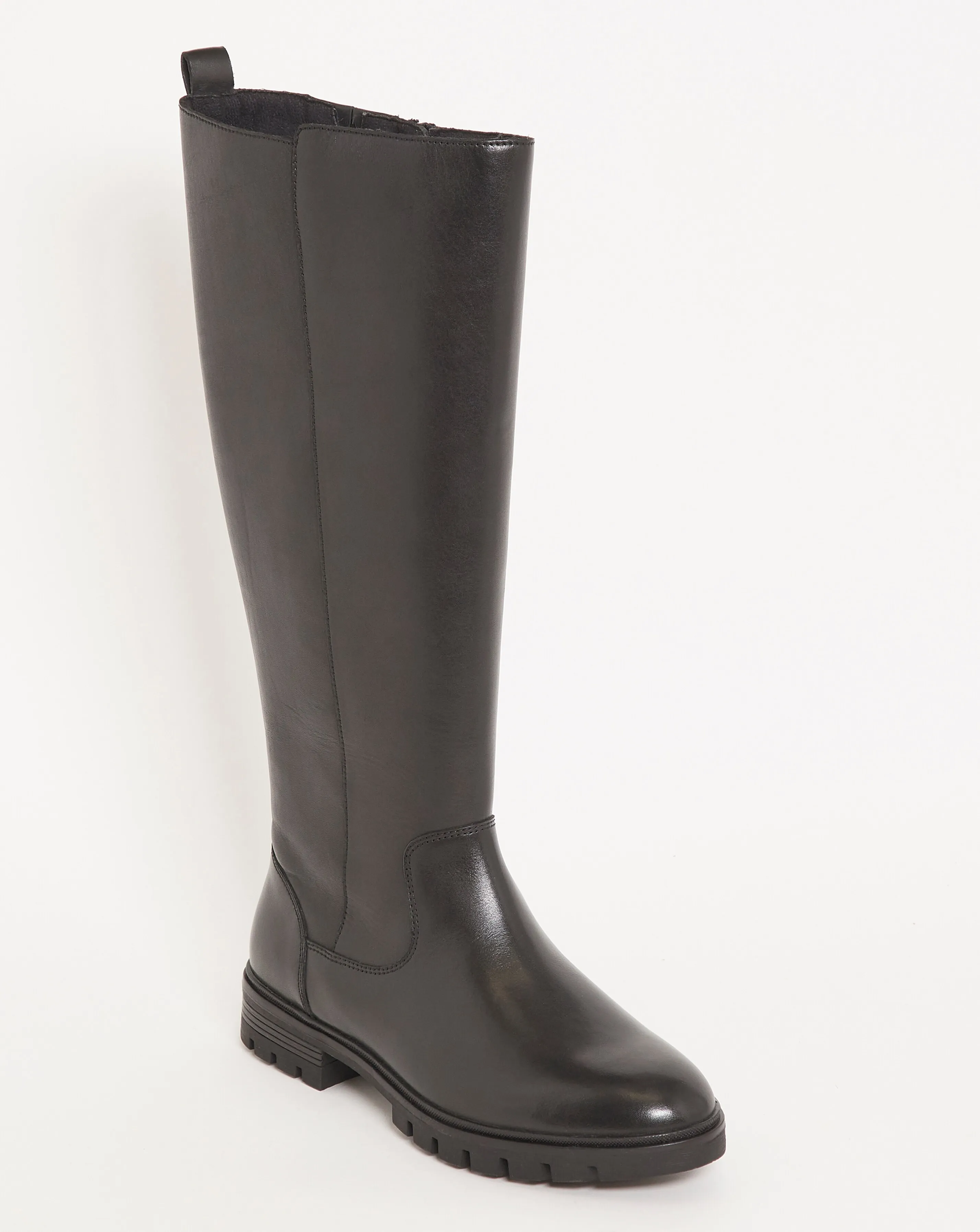 Water Resistant Leather Knee High Boot Wide E Fit Standard Calf | Simply Be