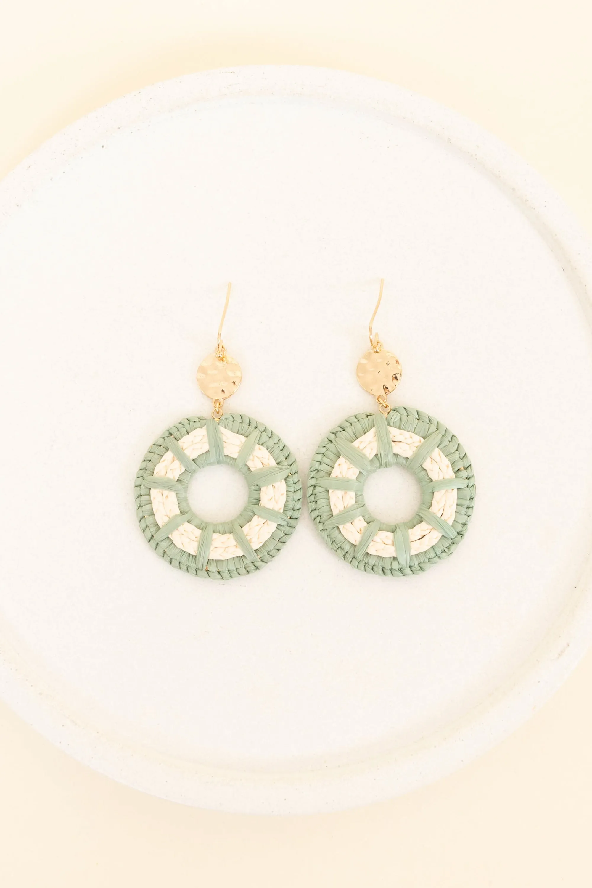 We Love Rafia Earrings, Dark Moss