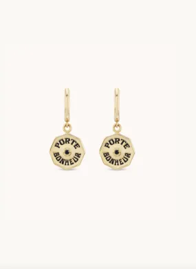 Wee PB Enamel Coin Earrings