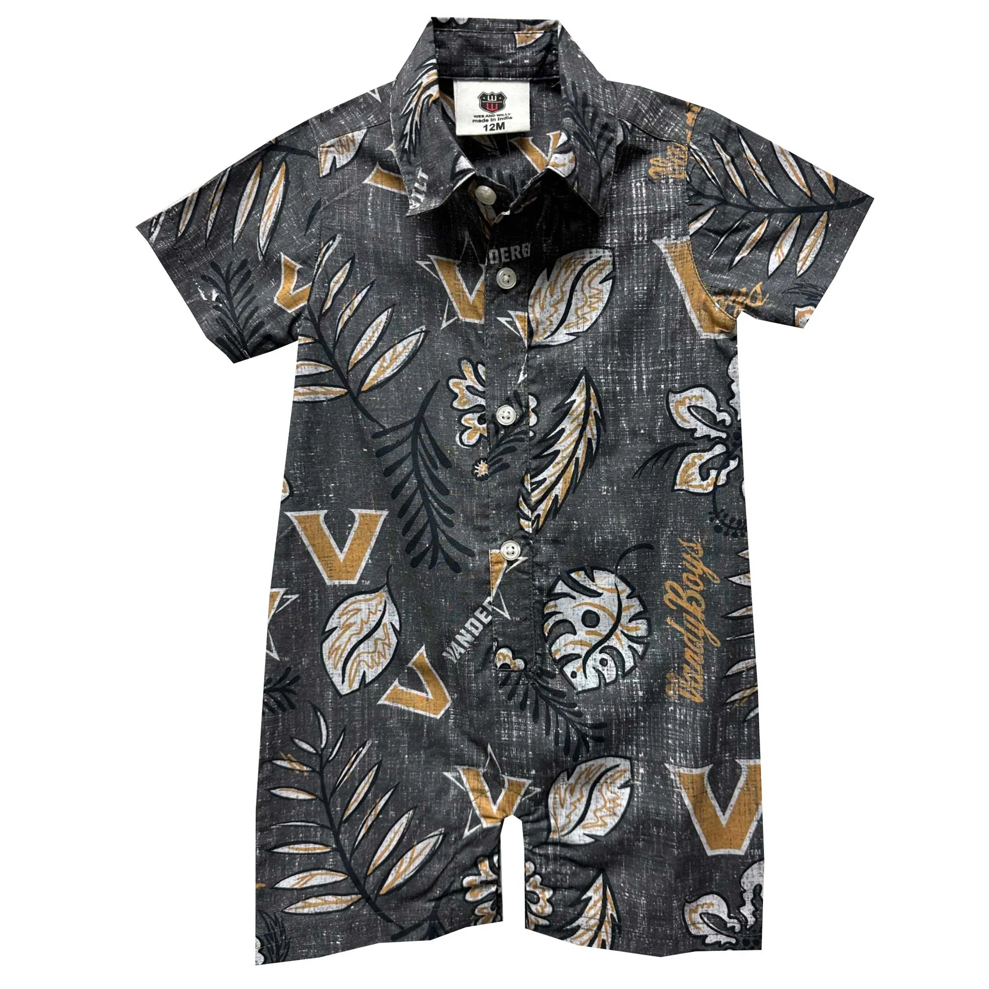 Wes & Willy Vanderbilt Commodores Infant Black Vintage Floral Romper