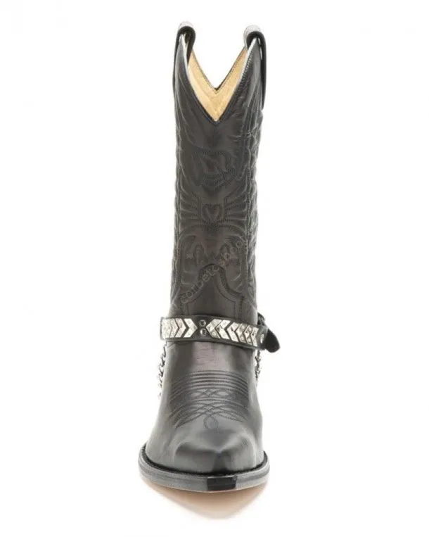 Western Sendra black boot straps with reverse arrow line studs