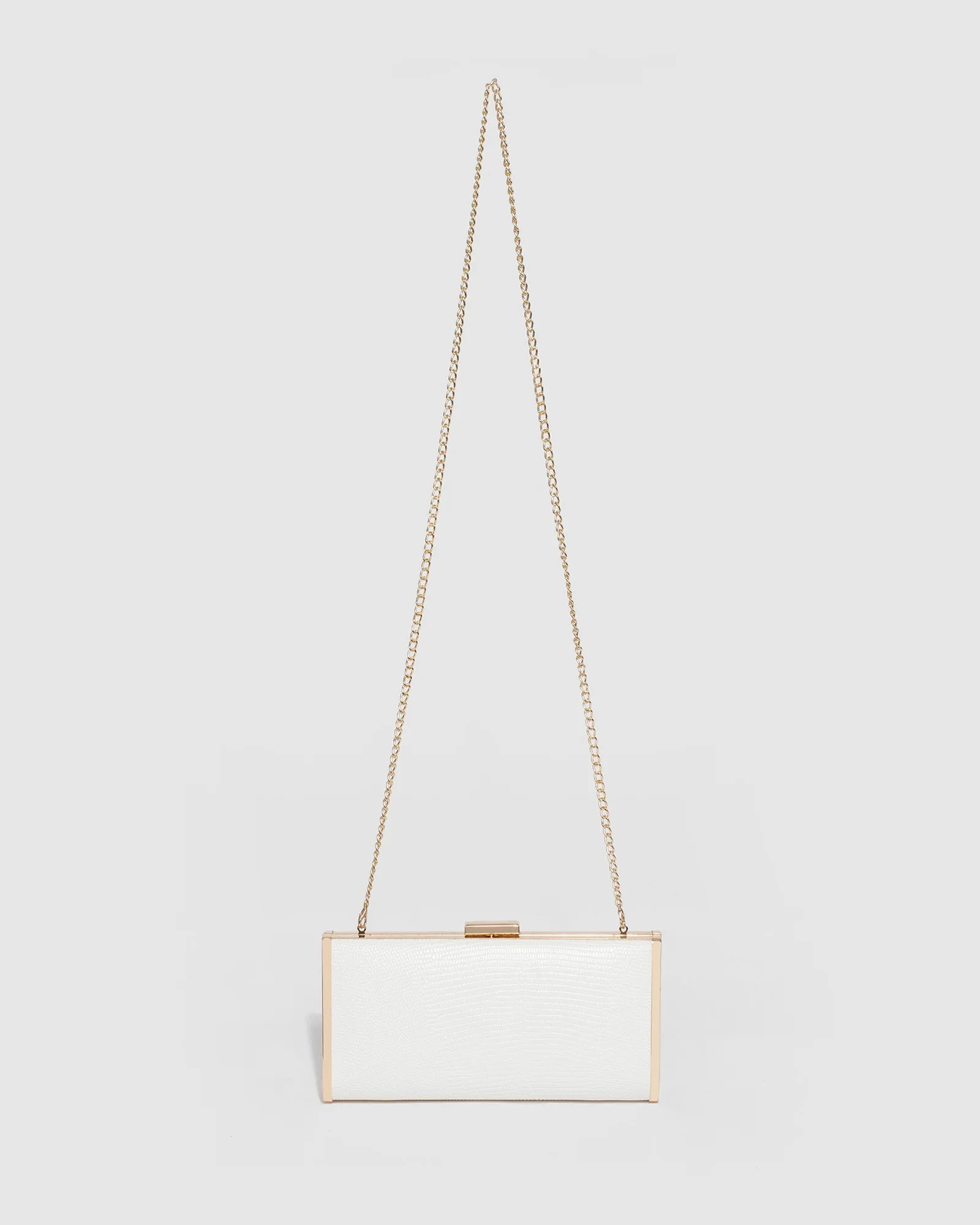 White Anela Hardcase Clutch Bag