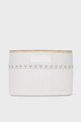 White Ellie Small Pearl Tote