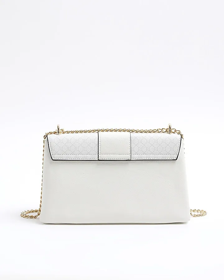 White RI monogram chain shoulder bag