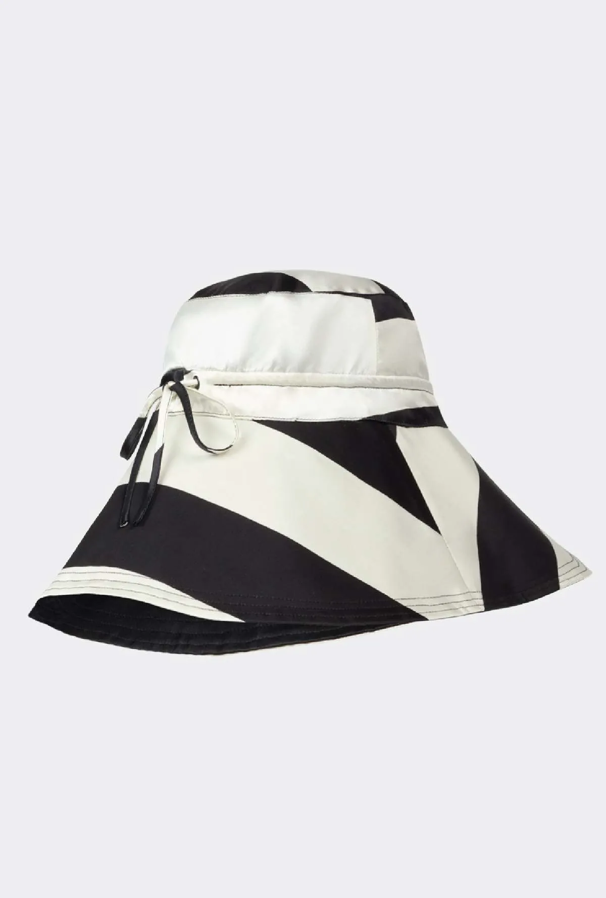 Wide Brim Bucket Hat - Black Stripe