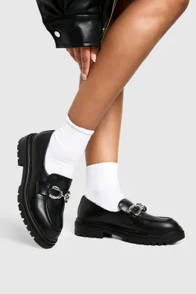 Wide Width Metal Trim Chunky Loafers