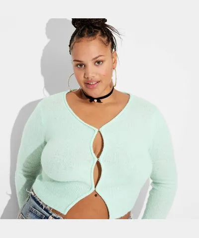 Wild Fable Women's Cropped Cardigan - Wild Fable™ Mint Green