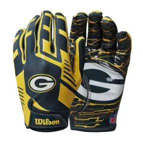 Wilson Youth NFL Stretch Fit Receivers Gloves - Green Bay Packers