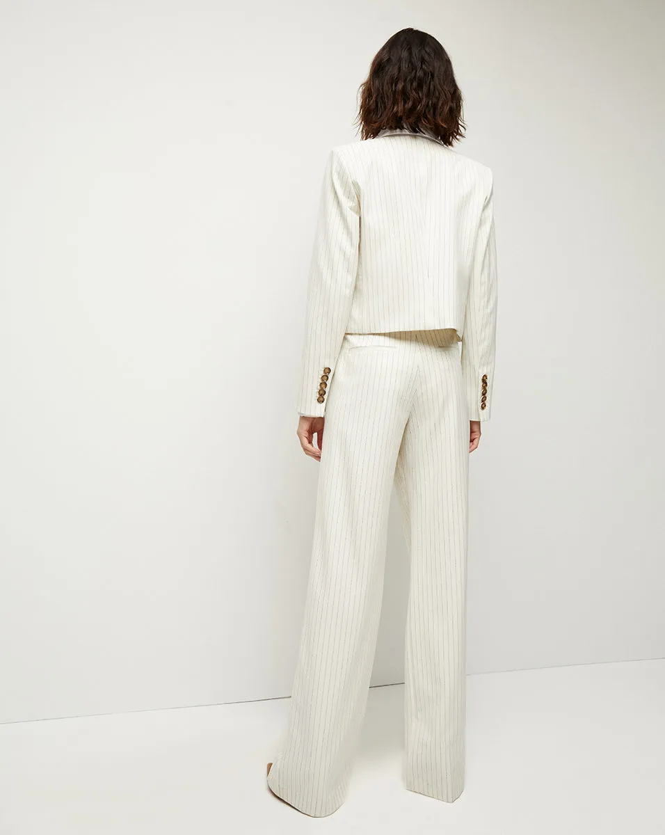 Winslow Pinstriped Collarless Jacket