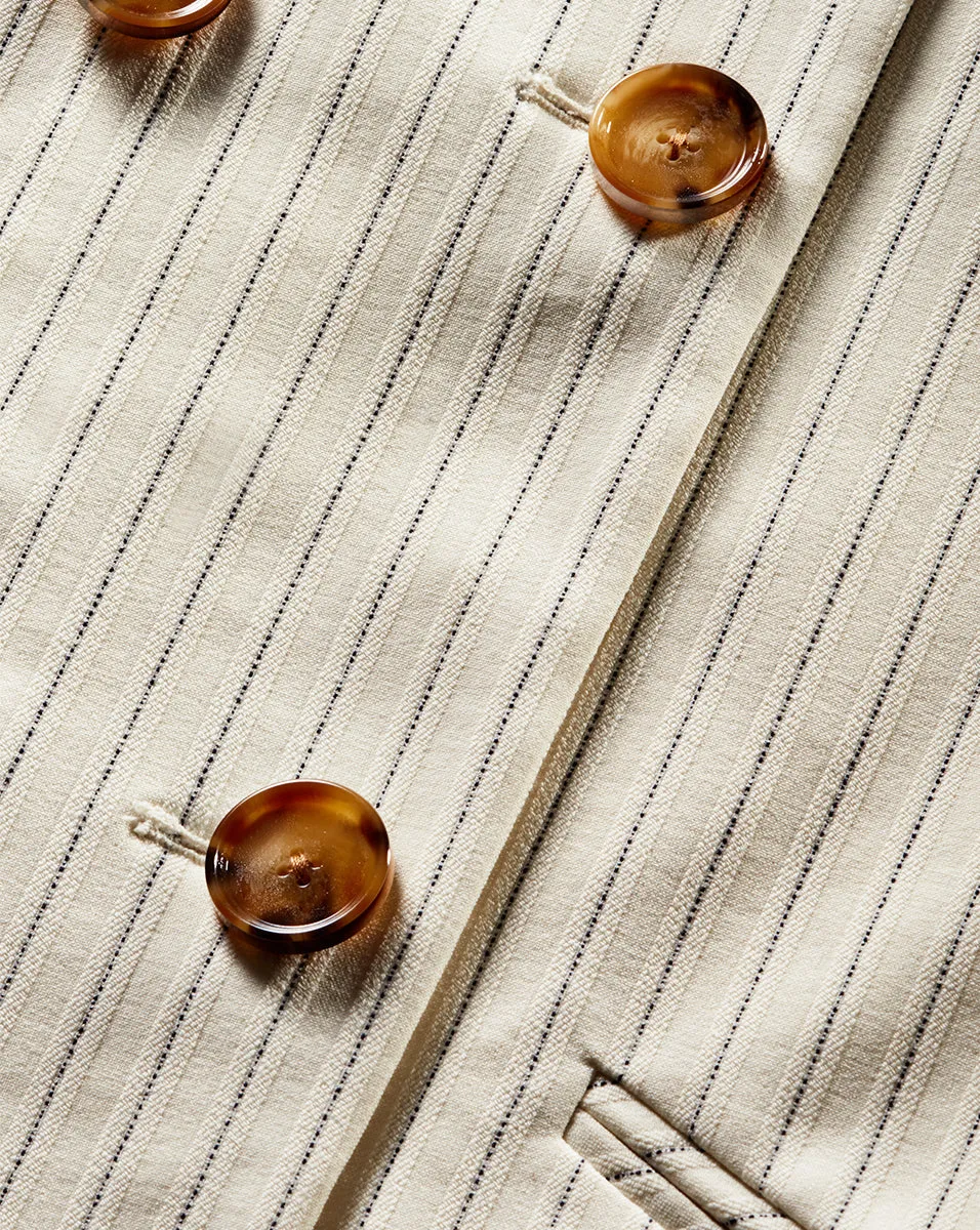 Winslow Pinstriped Collarless Jacket