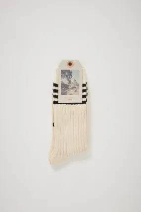 Women Tennis Socks Stripe Off White/Black