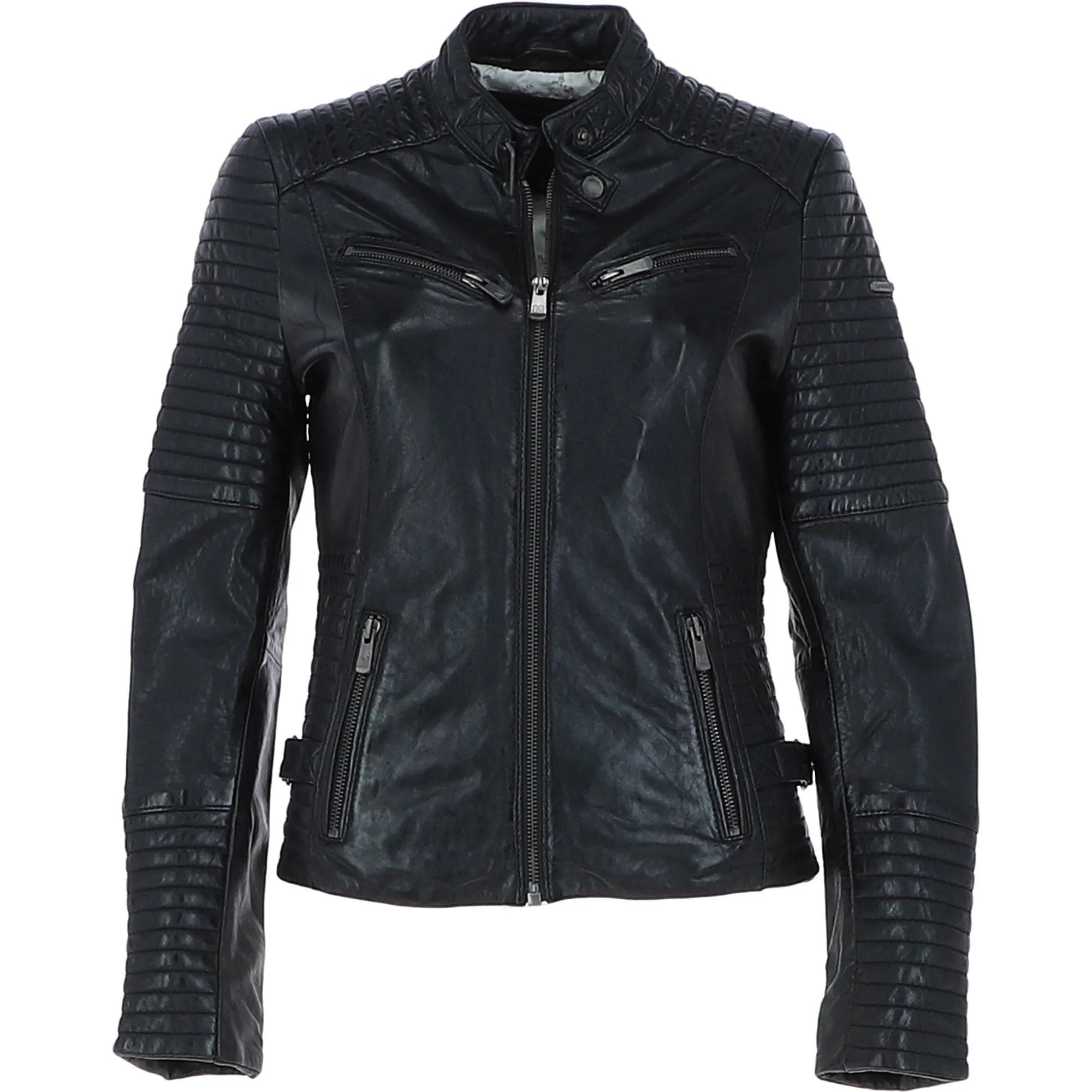 Women's Leather Biker Jacket Black: BikeX