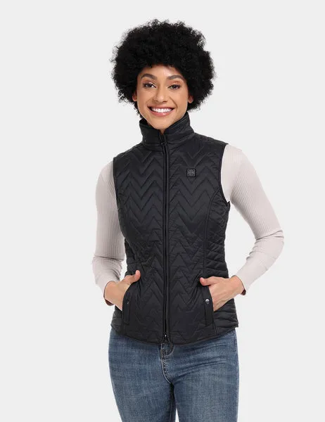 Women's Heated Chevron Quilted Vest - Black / Purple